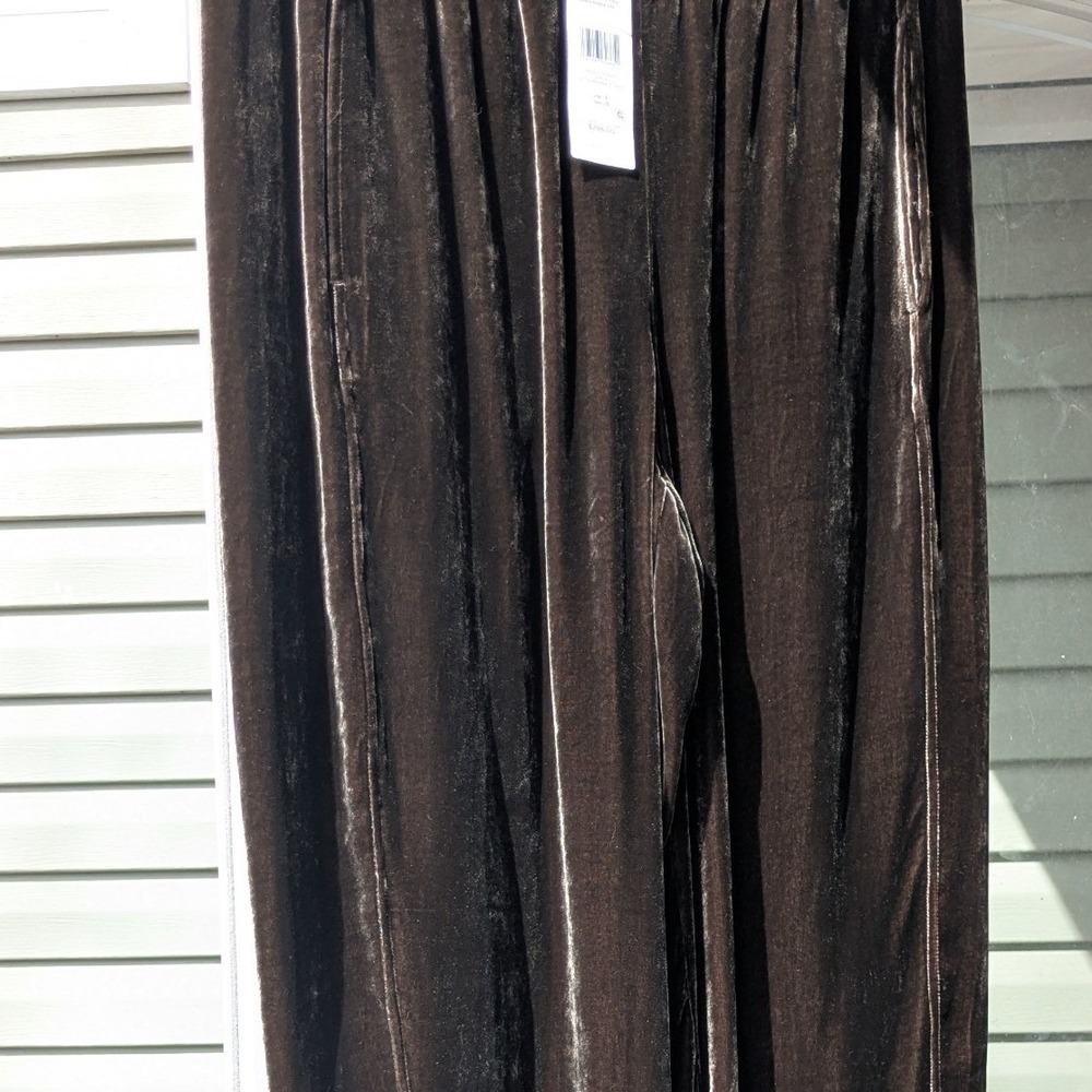 Eileen Fisher Wren Velvet Lantern Ankle Pant Womens Large Brown Silk Blend New - Picture 2 of 12